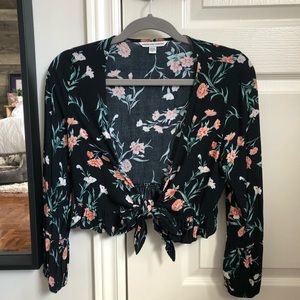 American Eagle Tie Up Floral Top